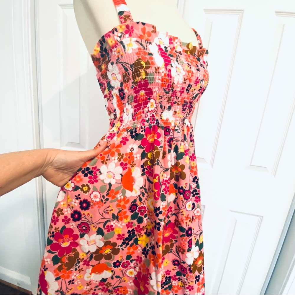 Altar'd State Pink Floral Higgins Dress Smocked Wide Straps Womens Sz S  NEW - Picture 5 of 15